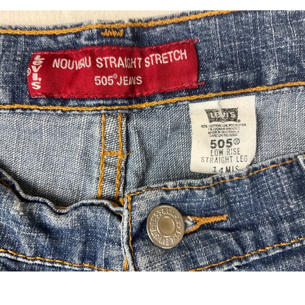 Levi Strauss 505 Jeans Straight Stretch Blue Denim Women Size 14 M (Jan 2003) - Picture 7 of 15